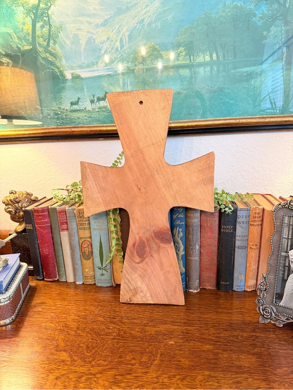 OOAK Large Hand-Carved/Painted Wooden Cross - Picture 8 of 13